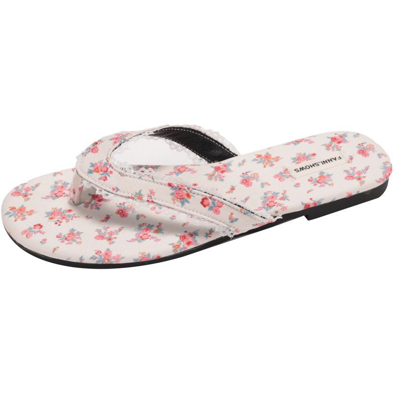 Vintage lace flip-flops slippers women's shoes wear summer seaside beach cool slippers soft-soled sandals