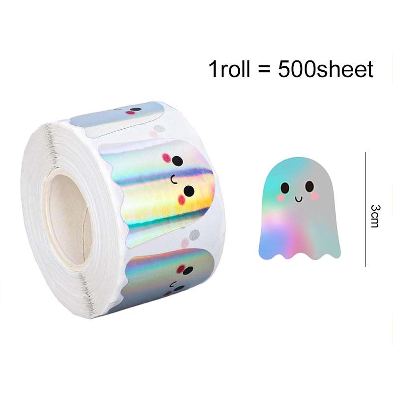 500sheet/roll Halloween Laser Stickers Cute Pumpkin Ghost Style Party Favors Festival Gathering DIY Decoration Supplies TMZ