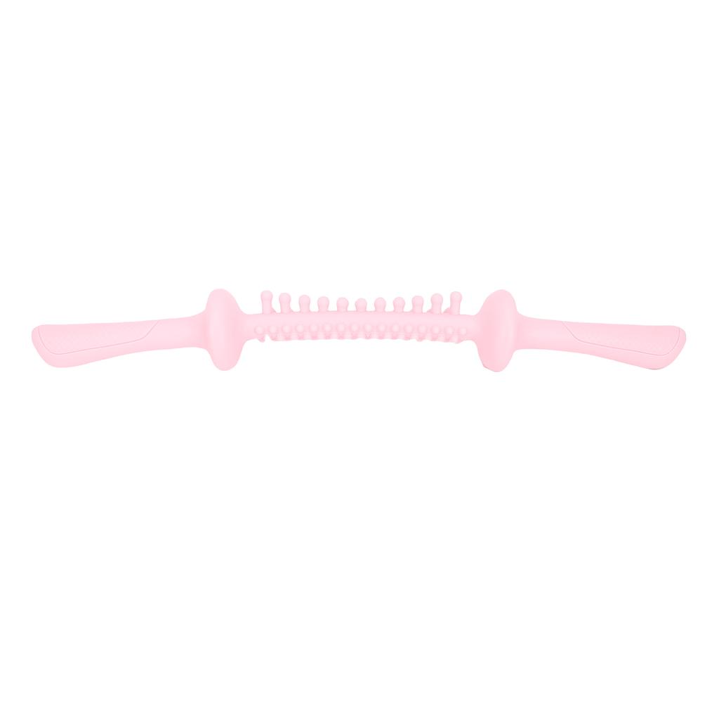 Bendable Muscle Stick Soft TPR Non Slip Long Handle Roller Massage Stick for Legs Arms Pink