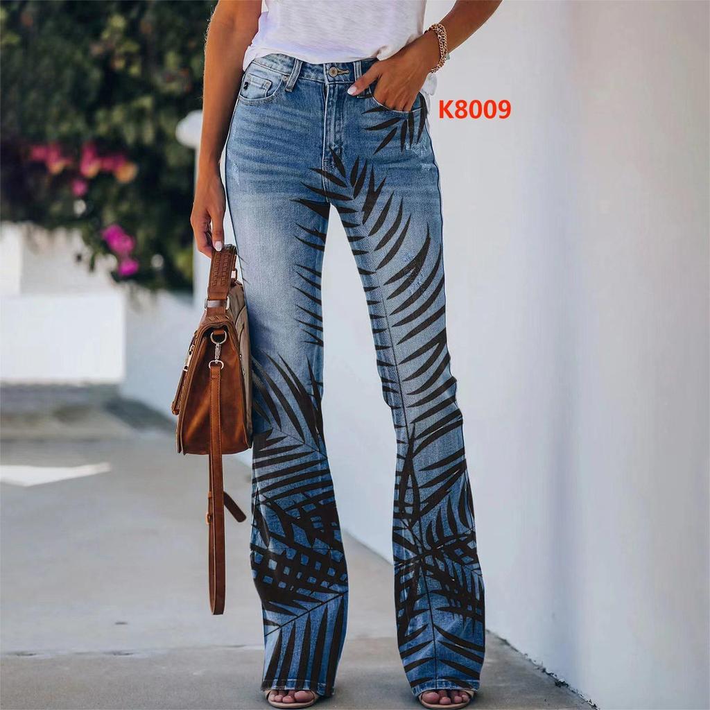 2023 Women's Plus Size Casual Faux Denim Pants - European & American Fashion