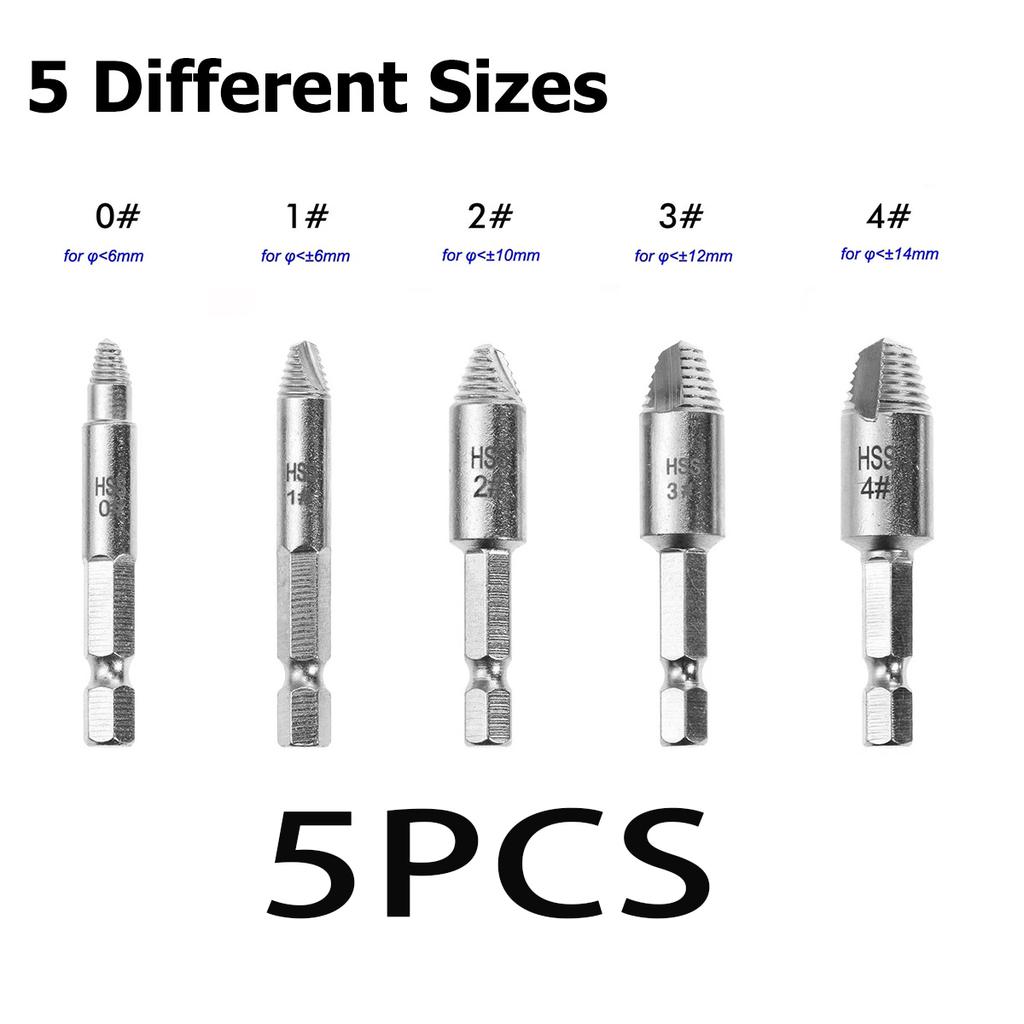 Damaged Screw Extractor Drill Bit Set 1/4 Inch Hex Shank Damaged Bolt Screw Stud Extractor Extractor