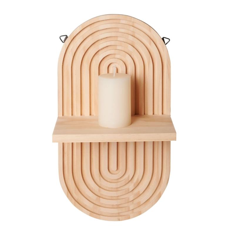 2Pcs Oval Shape Wood Wall Shelf Bohemian Floating Shelves Arched Plant Display Rack for Living Room Bedroom Decoration