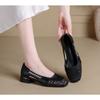 Fashion 2025High-end Summer Breathable Woven Single Shoes Cut-out Shallow Rhinestone Block Heel Women's Shoes
