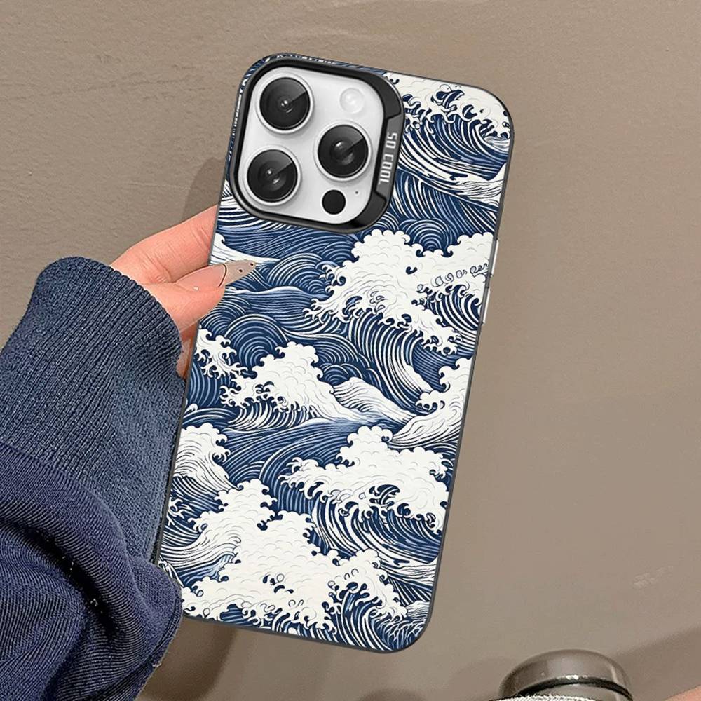 Japanese Waves Phone Case For IPhone 17 16 15 14 13 12 11 Pro MAX Matte Shockproof Back Anti Fall Matte Cover