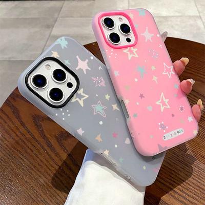 Patterned Matte Frosted Skin Feel Casing PC+TPU 2in1 Stars Printed Protective Cover Soft Back Case