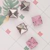 200 Pcs Pyramid Stud Clothing Bag Decorative Accessory Metal Pyramid Rivets 10mmPink Base and Black