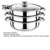 3 Tier Steamer Pot for Cooking Stainless Steel Set with Lid Food Stackable Kitchen Storage Optimization Space Saving Visual Handle Design Multipurpose