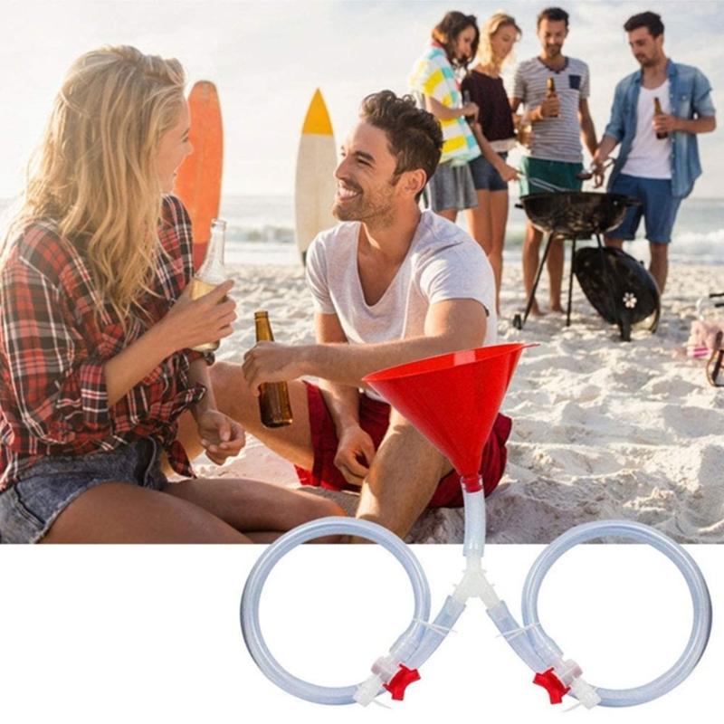 Multifunctional Party Funnel For Beer Beverages Water Portable Design Plastic Construction Drinking Tool With Valves