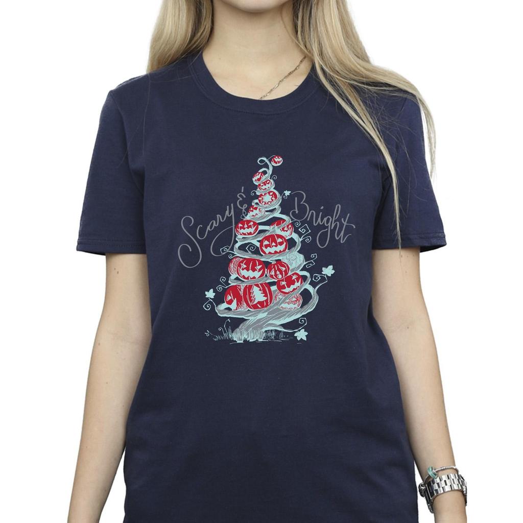 Disney Womens/Ladies The Nightmare Before Christmas Scary & Bright Cotton Boyfriend T-Shirt