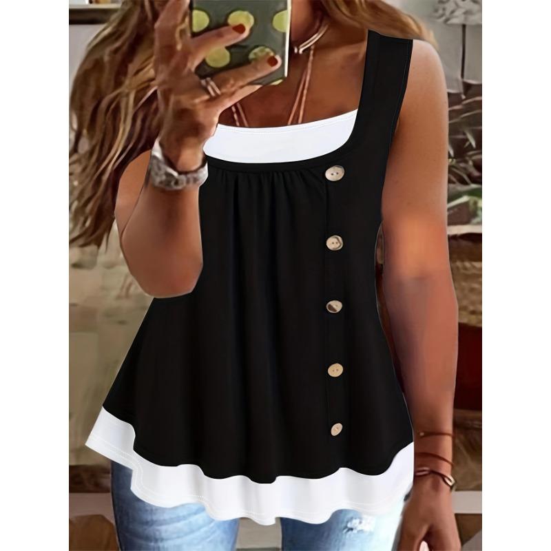 YYFS Moda damska Casual Lato Wiosna Jednolity kolor Nadruk Bez rękawów Szelki Bluzki i koszule