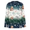 Women's Fashion Casual Slit Hem Round Neck Long Sleeve Loose Christmas Printed T-Shirt Ladies Top