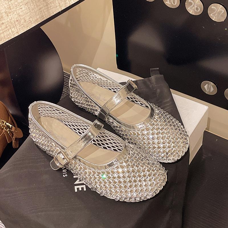 

Модные летние повседневные легкие дышащие удобные балетки минималистичные женские туфли на мягкой подошве Женская мода универсальные сетчатые туфли для ходьбы 40 серебряный