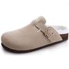 Fashion Crestar Women's Suede Clogs Lady Fashion Buckle Leather Mules Comfort Cork Footbed Potato Shoes with Arch Support Beach Sandal