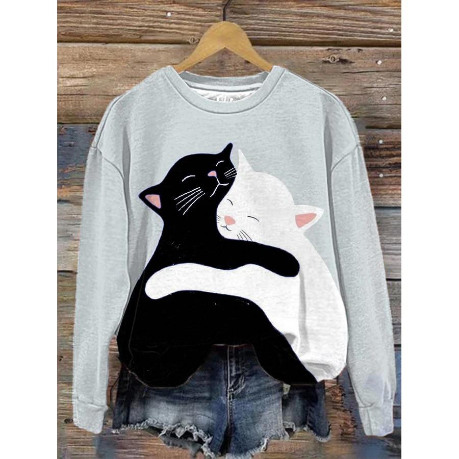 Lovely Cat Sweatshirts Women Fashion 3D Print O-Neck Hoodies Sweats Kawaii Pullovers Coat Long Sleeve Clothes Girls Clothing