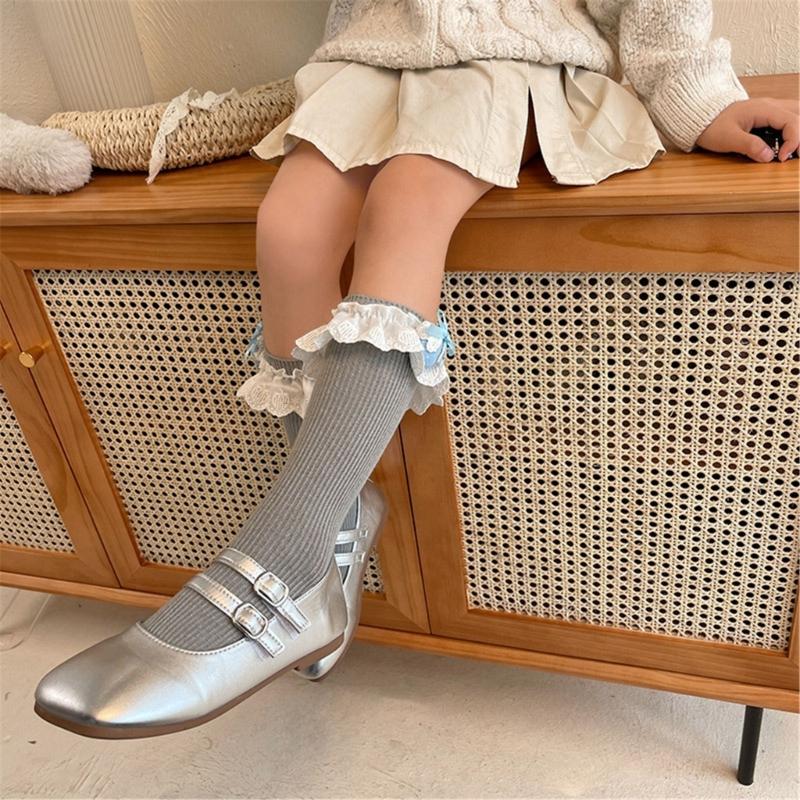 Lovely Embroidered Lace Socks for Girls Comfortable In Tube Socks Fashionable Socks for School Activities and Daily