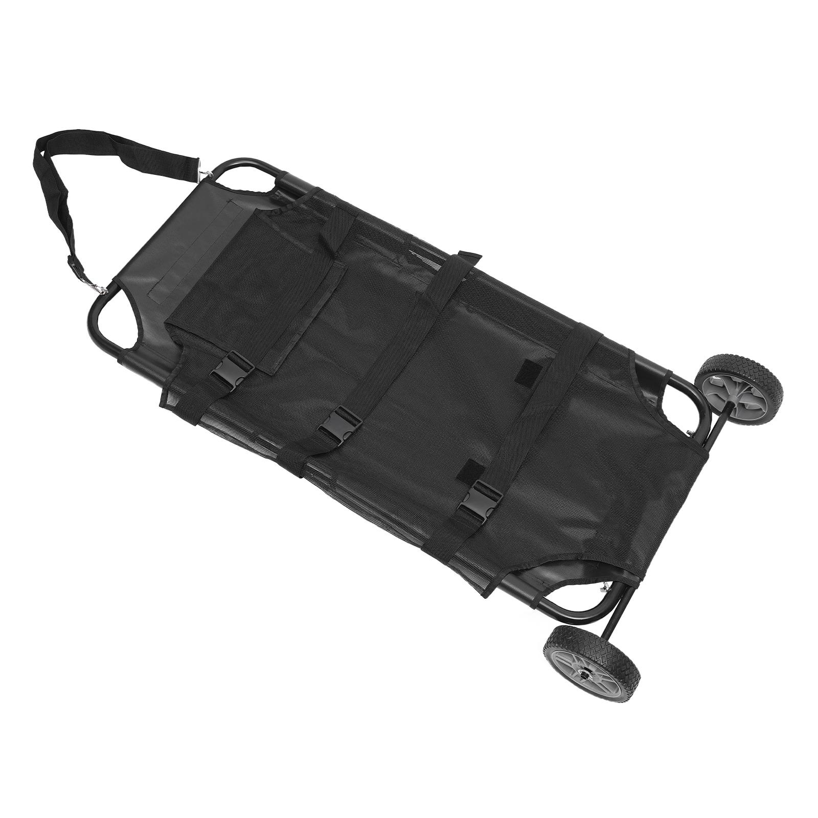 

45x26 дюймов Носилки для животных, Носилки для спасения питомцев, Ветеринарная транспортная тележка, с 2 колесами, Максимальная нагрузка 110 фунтов чёрный