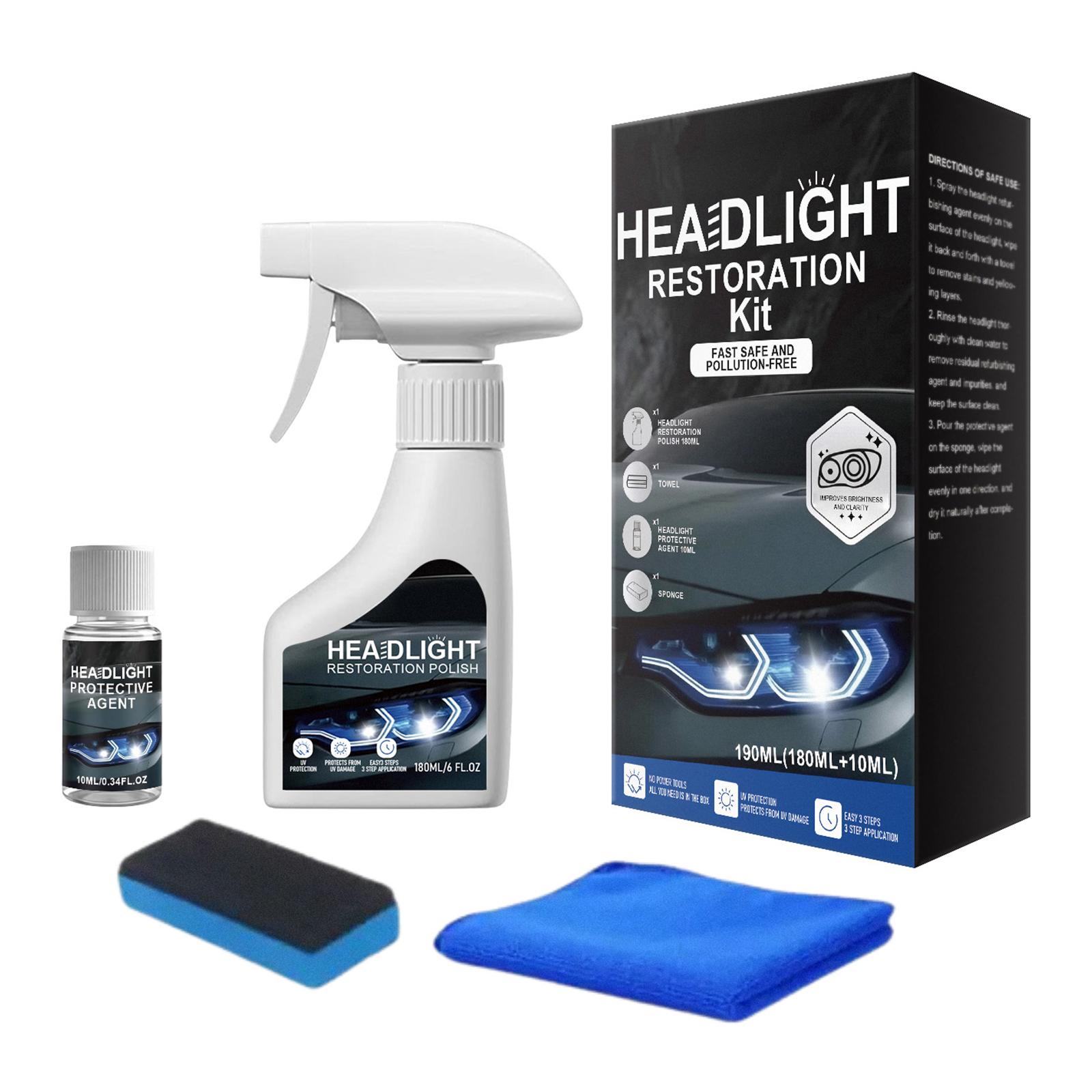 Car Headlight Restoration Kit with Towel and Sponge Headlight Cleaner and Restorer Kit for Oxidized and Yellowed Lenses