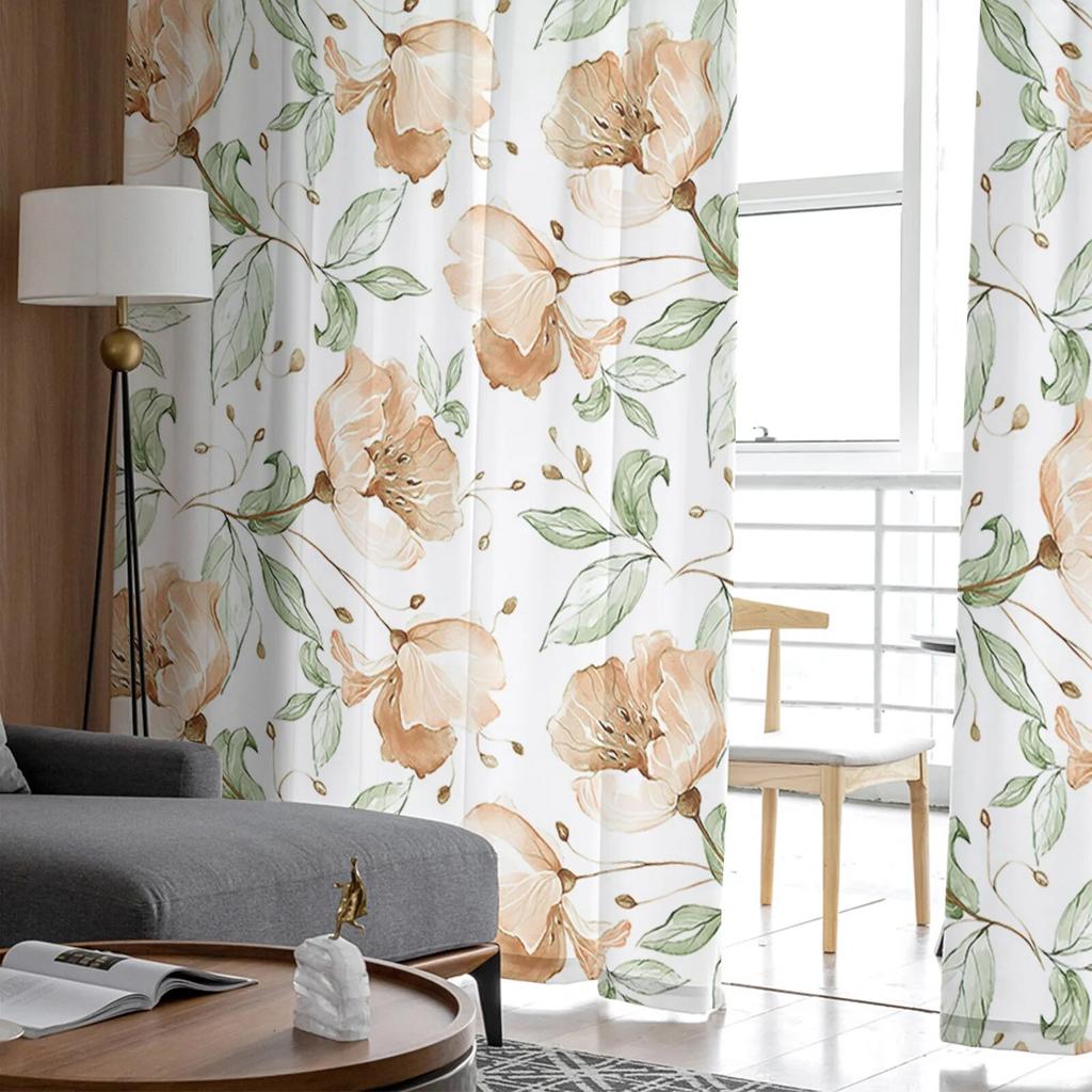 Blume Pflanze Fenster Tüll Vorhänge für Wohnzimmer Küche Weihnachten Home Decor Sheer Voile Vorhänge