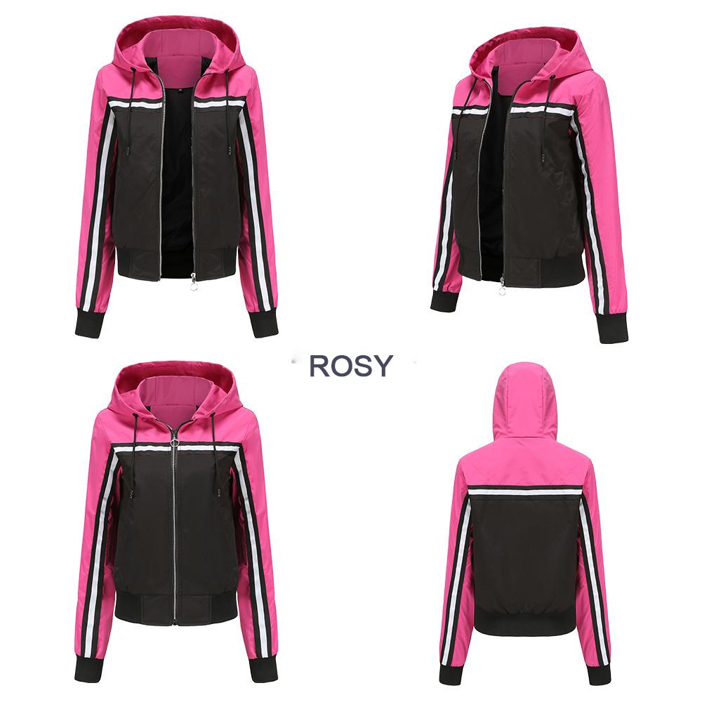 Women’s Jackets Drawstring Hooded Long Sleeve Windcheaters Zip Up Light Weight Trench Coat Windproof Outdoor Hiking Running Sports Outer Wear