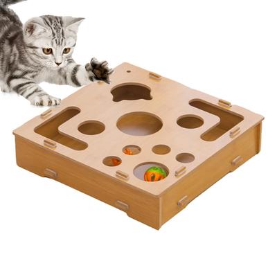 Cat Nail File Enrichment Box Wooden Enrichment Mat Maze With Bell Ball Cat Nail File For Dog Pet Kitten Puppy Rabbit House Play
