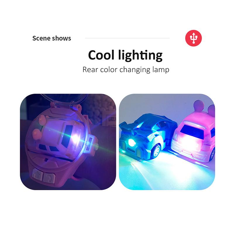 Mini Remote Control Watch Car Cartoon Rc Small Car Rechargeable Racing Kids Boys Girls Birthday Christmas Clock Rc Car Toy Gift