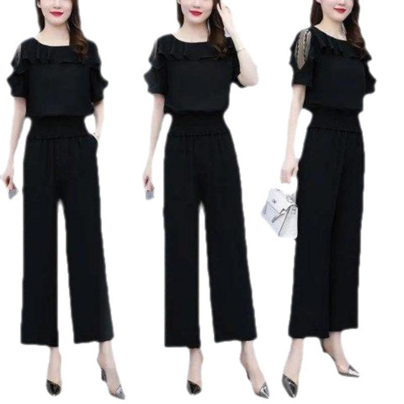 Fat Niche Design, Western Style, Taller Suit, Plus Size Women's Summer Waist Slimming Two-piece Set