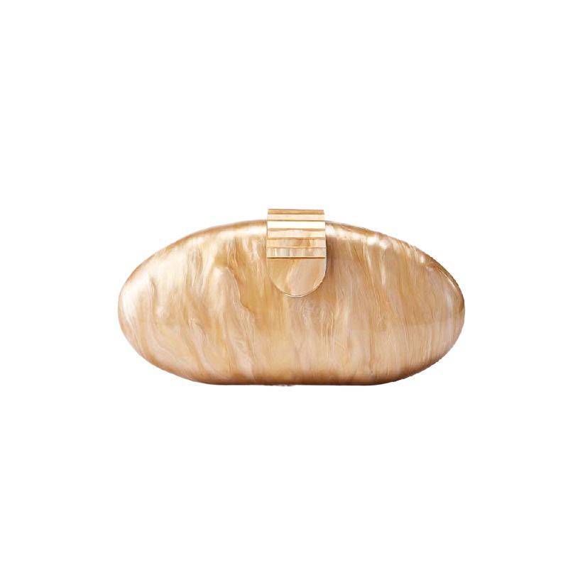 Pearlescent Acrylic Oval Clutch Evening Bag Apricot Shoulder Fashion Crossbody Women Bags Luxury Brand Beach Luxury Handbag
