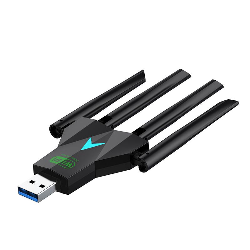 Dualband 1300Mbps WLAN USB-Adapter 2,4 GHz / 5 GHz Wi-Fi Dongle USB 3.0 802.11ac 4-Antennen Drahtloser Empfänger für PC/Laptop Treiberlos