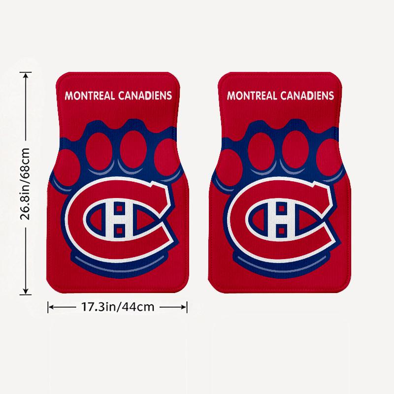 Montreal Canadiens pattern Black Car Floor Mats Full Coverage All-Season Car Mats, XPE Non-Slip And Wear-Resistant Mats Suitable for SUV Interiors, T