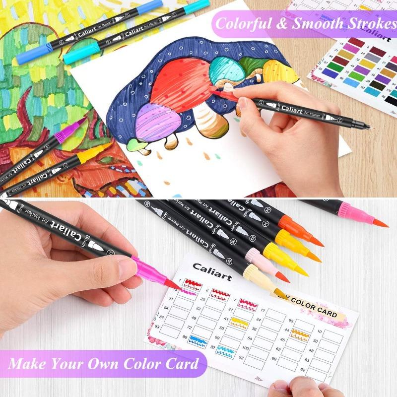 1PACK Double Head Watercolor Pen Soft Head Marker Children's Washable Art Color Pen Adult Books Cards Painting Craft Set, Teacher's Office Supplies