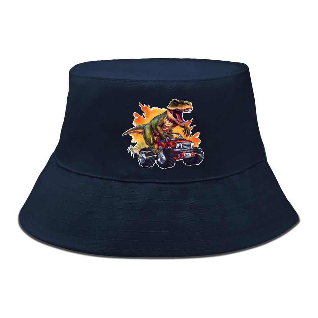 Bucket Hat With Dinosaur Monster Trunk Print , Fisherman Hat Summer Trendy Foldable Beach Cap