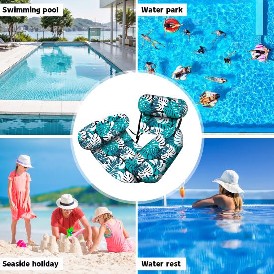 Inflatable Pool Floats for Adult Heavy Duty Pool Lounge Chairs Tropical Plants Pattern Water Floating Hammock for Summer Pool Beach Lake
