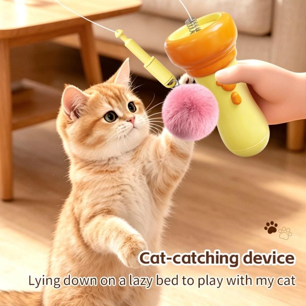 with Retractable Rope Electric Cat Teaser Wand Cat Teaser Launcher Toy Multi Cat Households