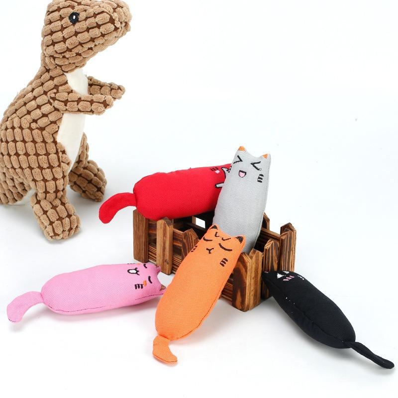 Cute Cat Shape Catnip Toy, Durable Cotton Interactive Kitten Chewing Toy for Cats, Funny Kitty Teething Toy