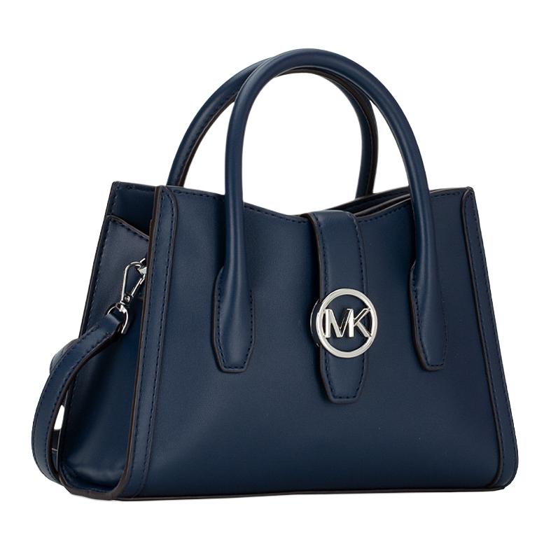 Michael Kors Mk Gabby Silver Logo Commuter Polyester Shoulder Tote Bag Women Bags Navy-Blue 35S3S5GS5O-406