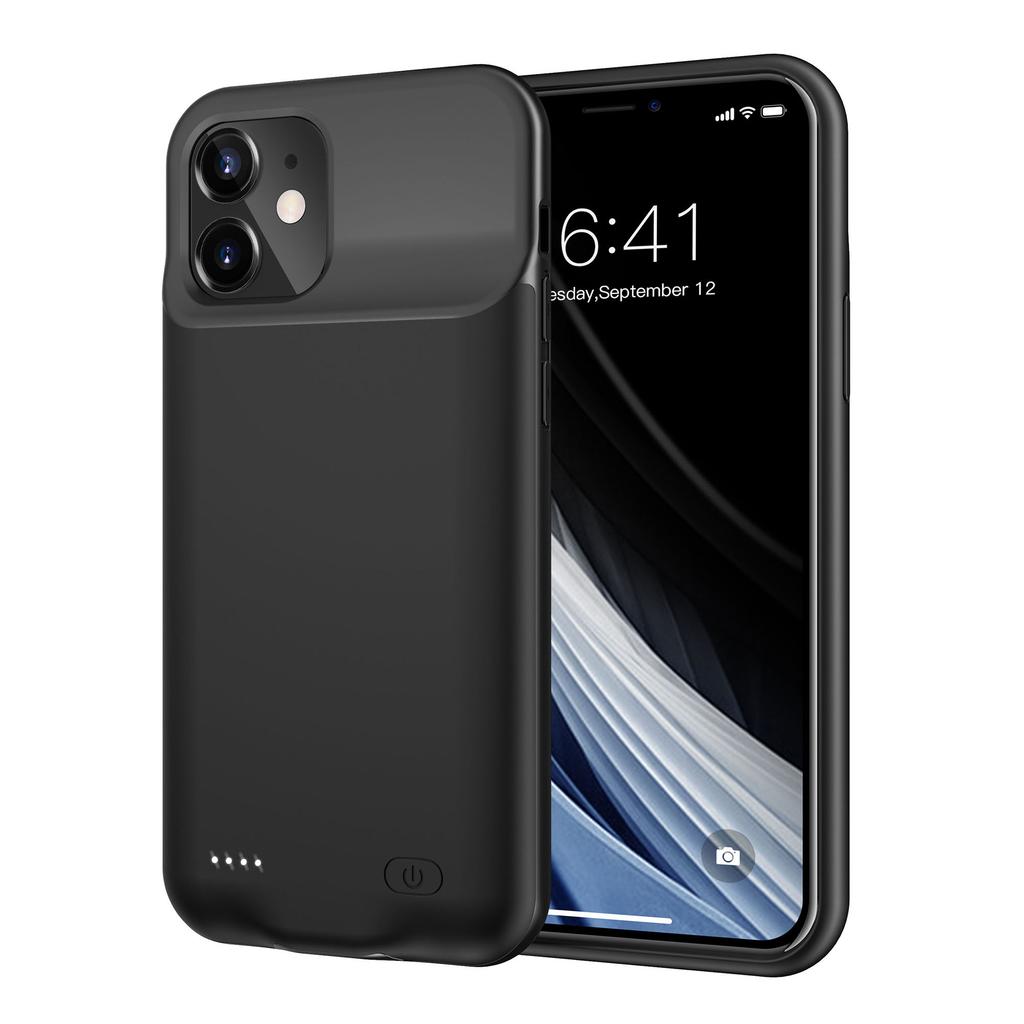 6000mAh Rechargeable Battery Mobile Phone Charger Cover Case for iPhone 12 mini 5.4 inch-Black