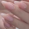 Transparent Nude Pink Almond Nails - Gentle and Glossy Long False Nails with Art Stickers