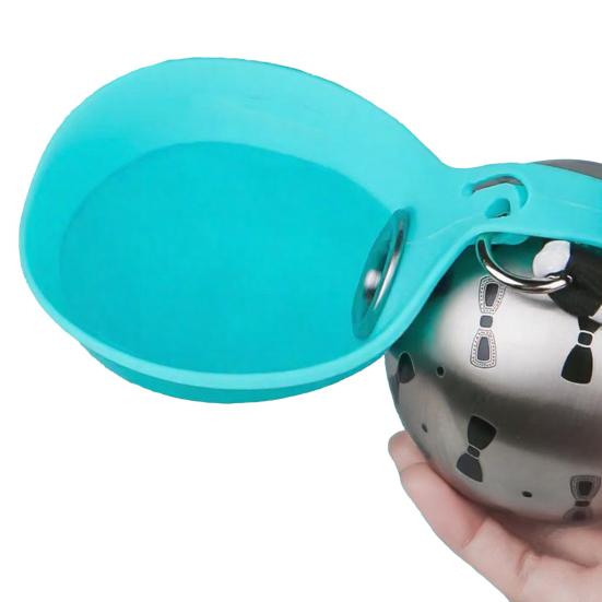 Tragbare Hundewasserball, 10 oz Edelstahl Haustier-Wasserflasche, Auslaufsichere Hundewasserflasche mit faltbarer Silikonschale für Outdoor-Spaziergänge, Reisen,