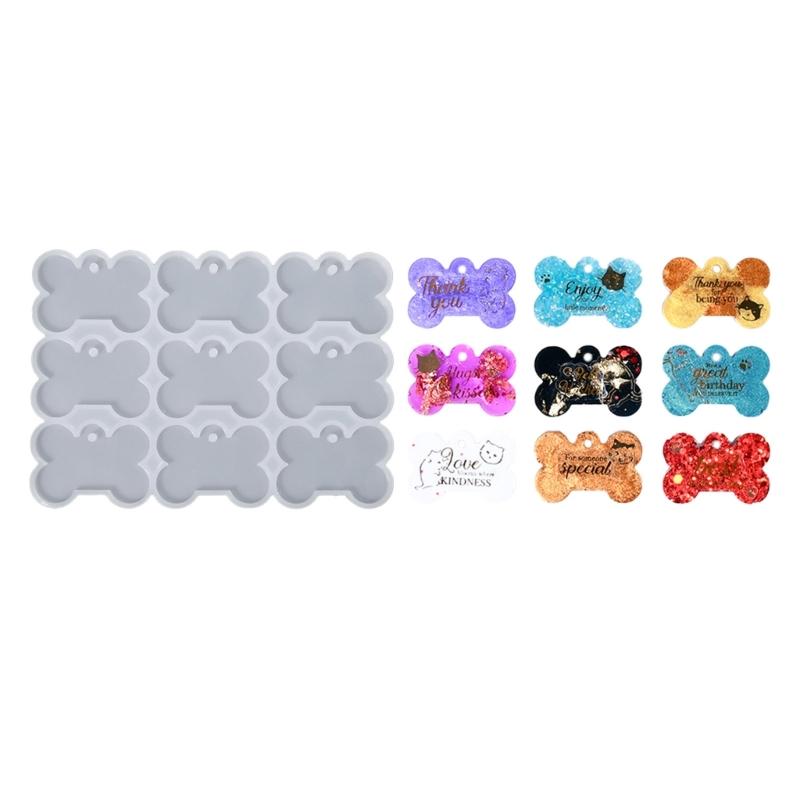 9 Cavity Flexible Pendant Mold Craft Molds Bone Shape Keychain Mould Crafting Accessories Present for Crafting Lover