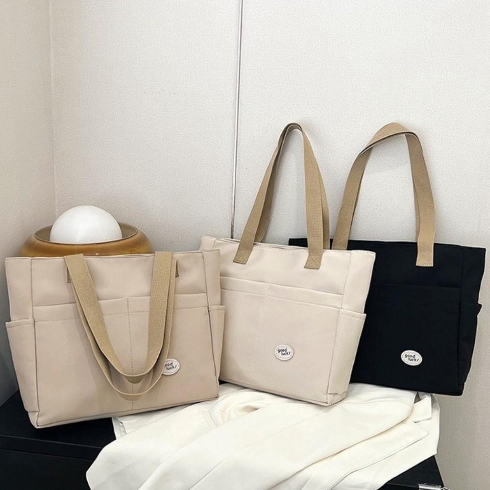 Versatile Oxford Cloth Student Shoulder Bag Multi Layered Large Capacity Tote Bag Zipper Portable Handbag Travel