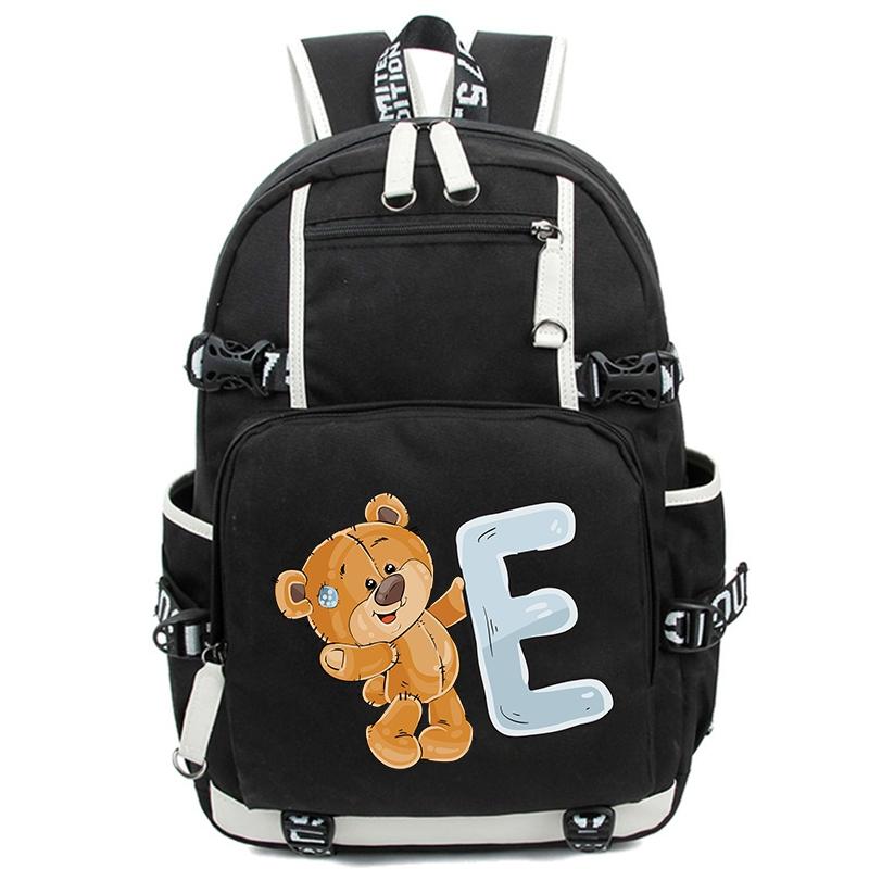 Little Bear 26 Englische Buchstaben Student Junge Mädchen Schulranzen Rucksack Kinder Teenager Cartoon Bagpack Wasserdichte Schultasche