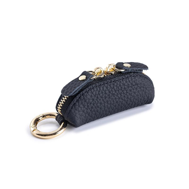 Mini Leather Coin Purse Soft Water-resistant Zipper Pouch with Key Ring Compact Card Holder for Men Women Outdoor