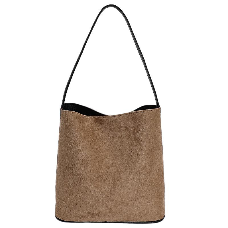 Korean Version Niche Ins Suede Retro Leopard Print Bucket Bag 2025 Autumn New Minimalist Maillard Messenger Bag