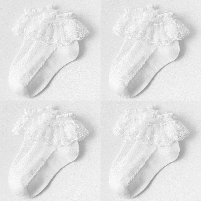 Mesh Socks Breathable Cotton Lace with Ruffle Princess Children Ankle Short Sock White Pink Yellow for Baby Girls Kids Toddler