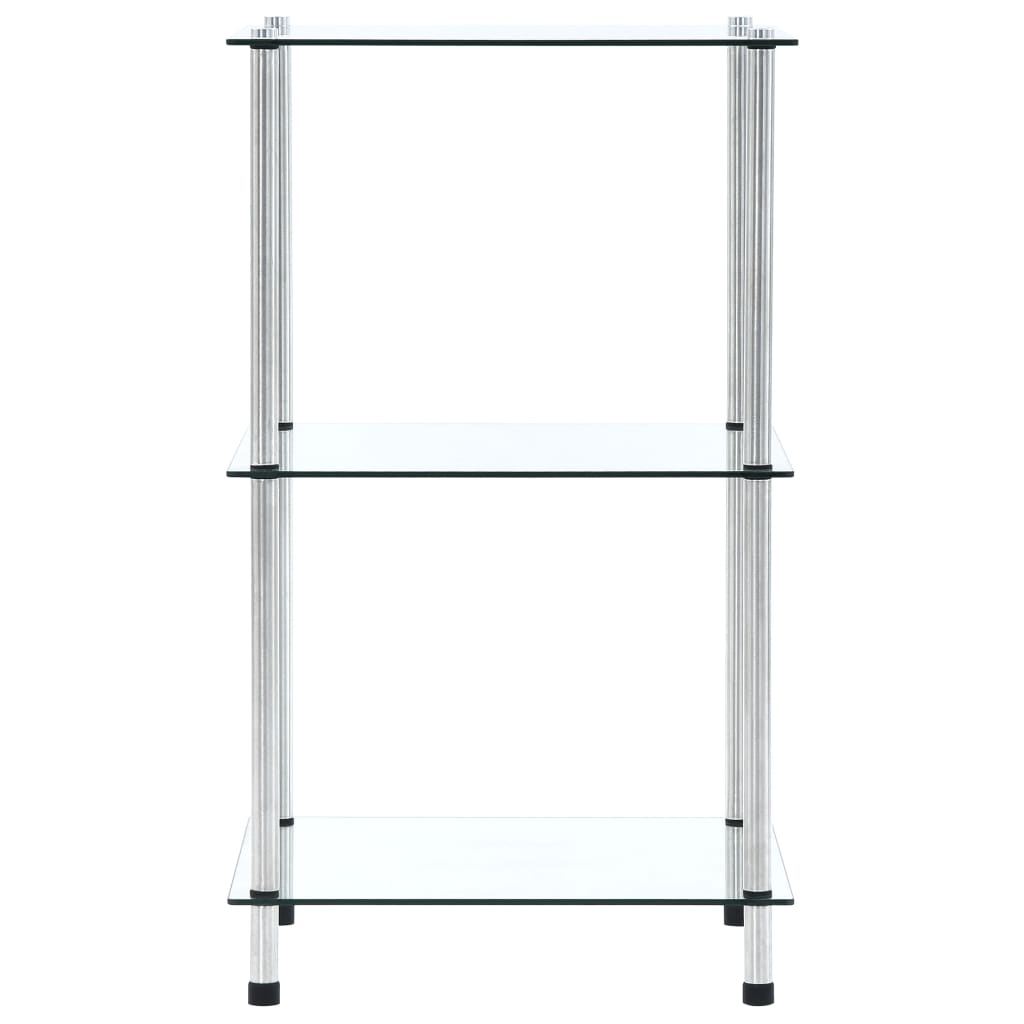 3 Tier Transparent Glass Shelf 40 X 40 X 67 Cm Tempered Glass