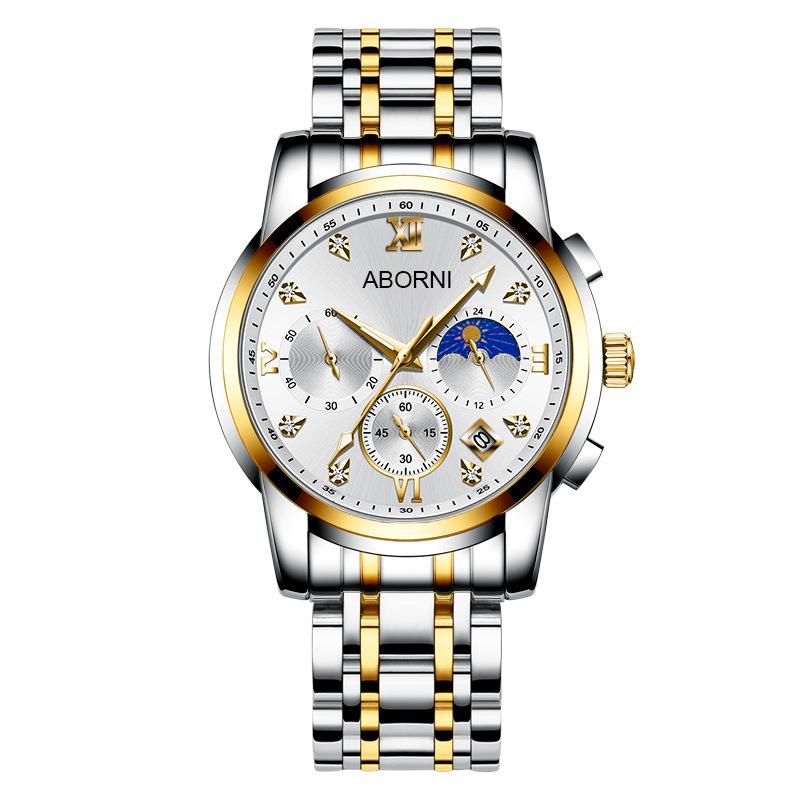 Yaboni Men'S Watch Multifunctional Three-Eye Six-Pin Business Watch Calendar Waterproof Luminous Men'S Watch
