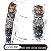 Adesivo Tatuaggio Completo per Braccio Uomo: Design Realistico Impermeabile, Motivo Tigre e Teschio