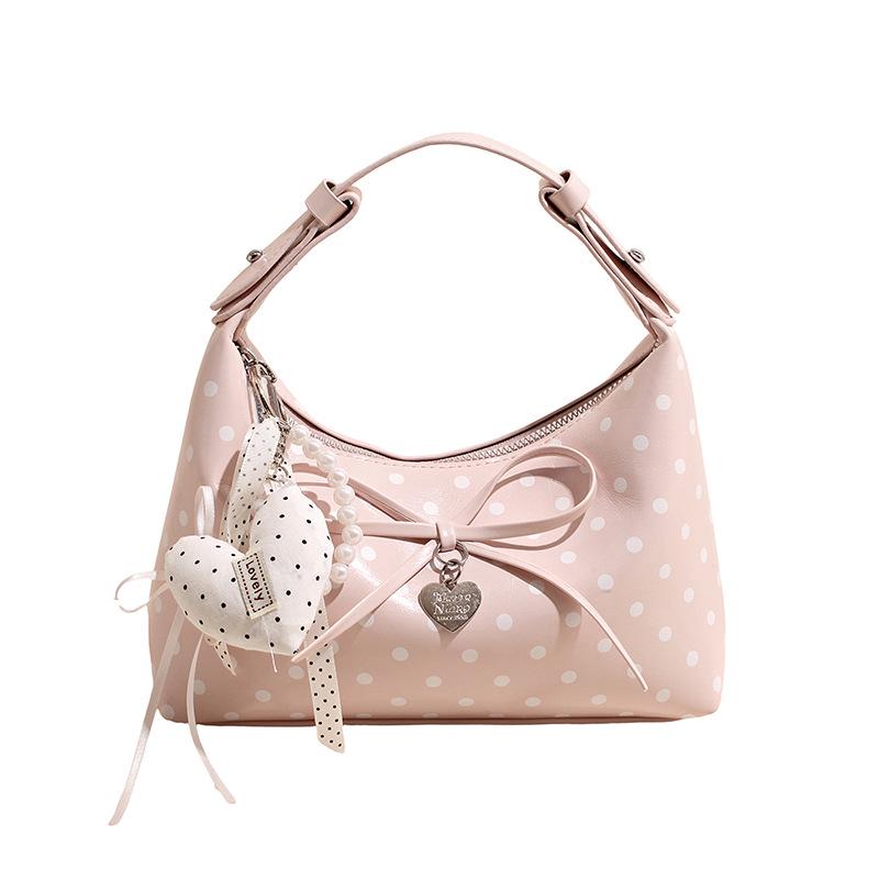 Women's Summer 2026 Sweet Lace Polka Dot Pleated Cloud Crossbody Bag