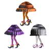 Witch Leg Halloween Decor Black & White Striped Hanging Ornaments with Purple Shoes Creepy Party Ceiling Decorations