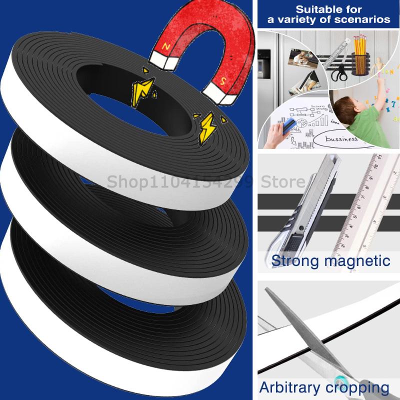 1Meter Self Adhesive Magnetic Tape Rubber Magnet Tape Strong Flexible Magnets Stripe for Refrigerator Photo Posters 39.37inch